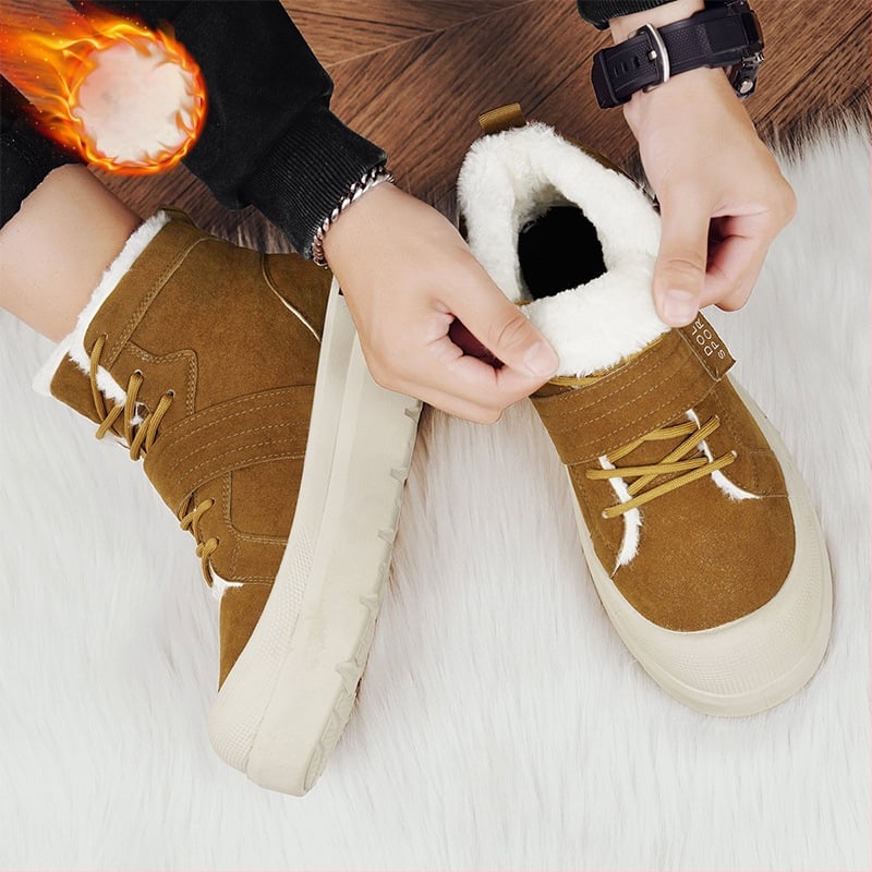 Ανδρικά χειμερινά μποτάκια τύπου Μαρτίν με επένδυση φleece — PU πάνω μέρος, καουτσούκ σόλα, μεσαίο ύψος 3–7 cm, EVA πάτος, Slip-On / Pull-On κλείσιμο