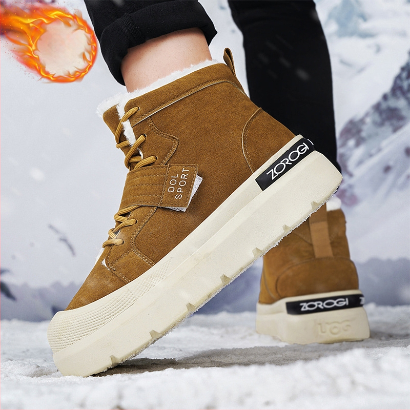 Ανδρικά χειμερινά μποτάκια τύπου Μαρτίν με επένδυση φleece — PU πάνω μέρος, καουτσούκ σόλα, μεσαίο ύψος 3–7 cm, EVA πάτος, Slip-On / Pull-On κλείσιμο