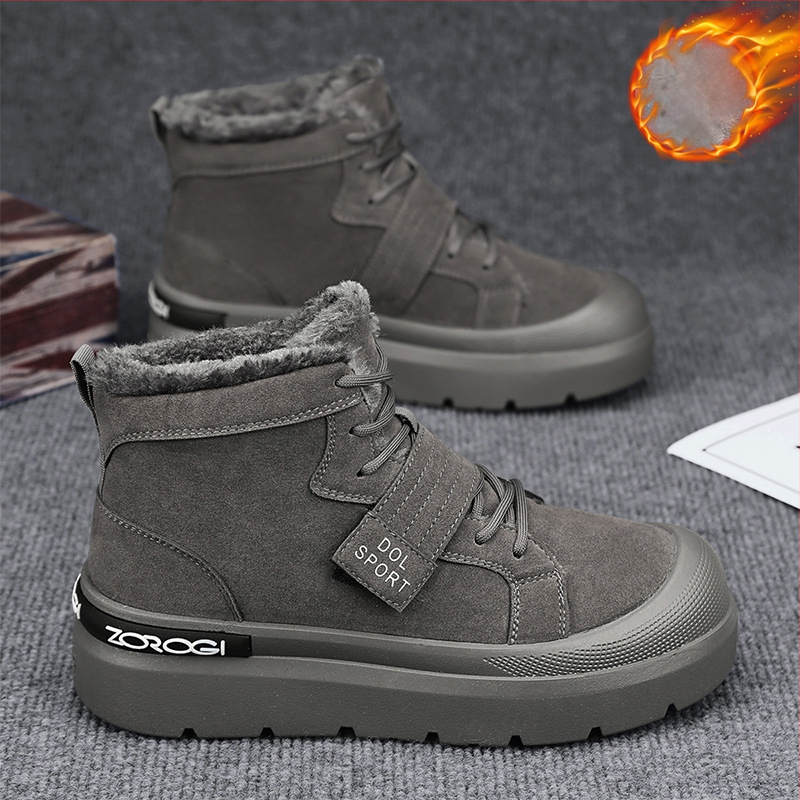 Ανδρικά χειμερινά μποτάκια τύπου Μαρτίν με επένδυση φleece — PU πάνω μέρος, καουτσούκ σόλα, μεσαίο ύψος 3–7 cm, EVA πάτος, Slip-On / Pull-On κλείσιμο