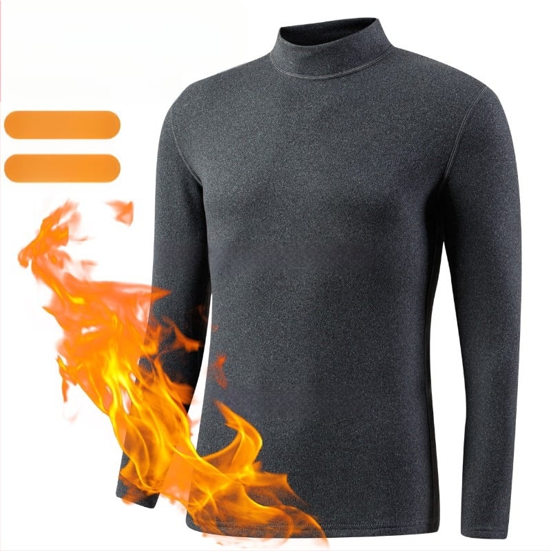 Ανδρικό μακρυμάνικο εσωρούχο βάσης με ημι-υψηλό γιακά, πολυεστερικό φλίς, παχύ ύφασμα 201-250 g/m²