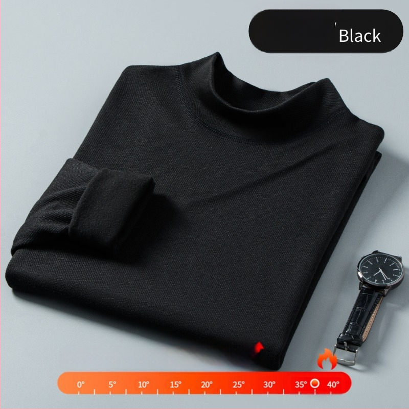 Ανδρικό μακρυμάνικο εσωρούχο βάσης με ημι-υψηλό γιακά, πολυεστερικό φλίς, παχύ ύφασμα 201-250 g/m²