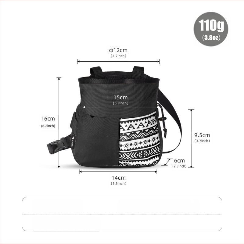 Mászáshoz krétás táska, 18 cm-es széles nyílás, egykezes hozzáférés, dupla kefesorok, 1.5x nagy kapacitás