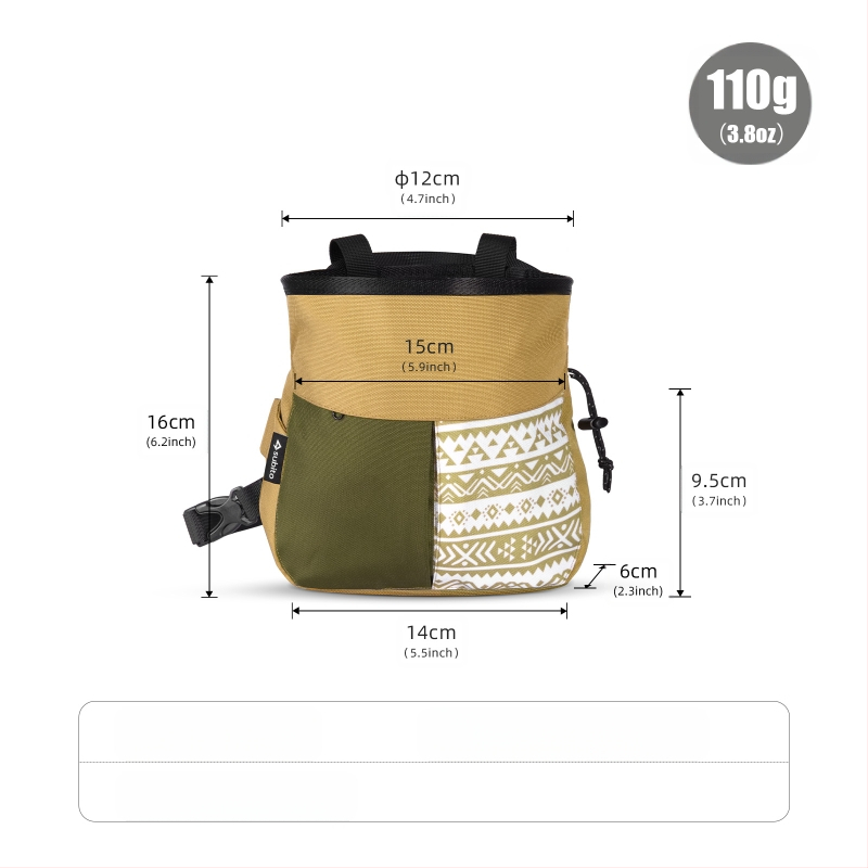 Mászáshoz krétás táska, 18 cm-es széles nyílás, egykezes hozzáférés, dupla kefesorok, 1.5x nagy kapacitás