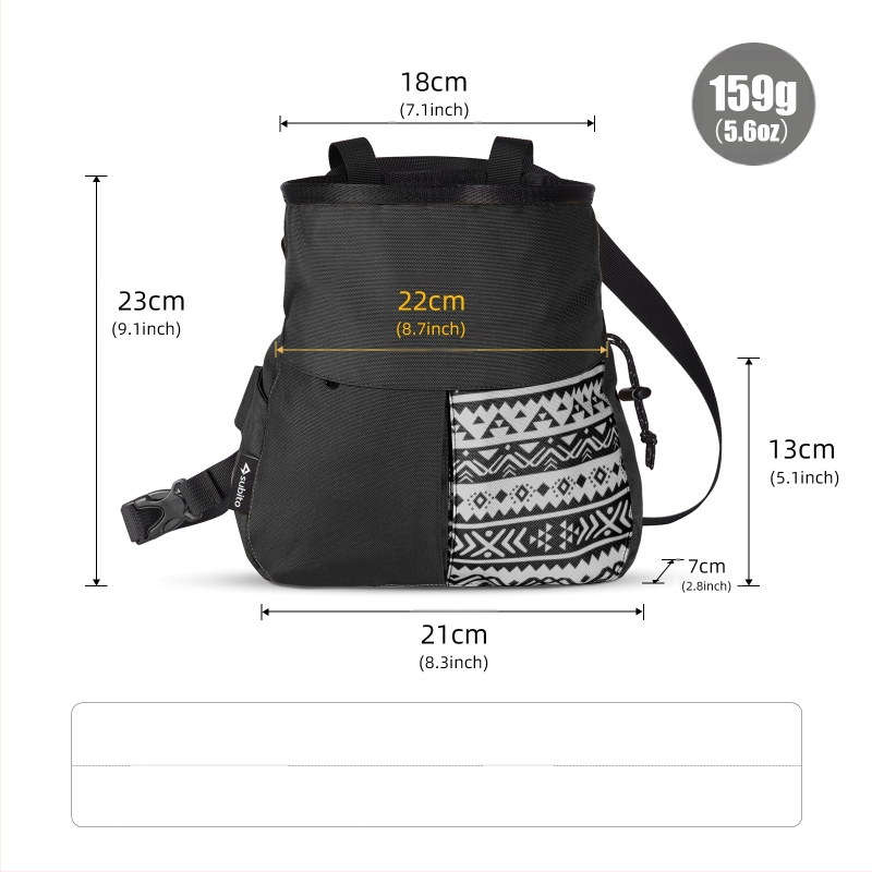 Mászáshoz krétás táska, 18 cm-es széles nyílás, egykezes hozzáférés, dupla kefesorok, 1.5x nagy kapacitás