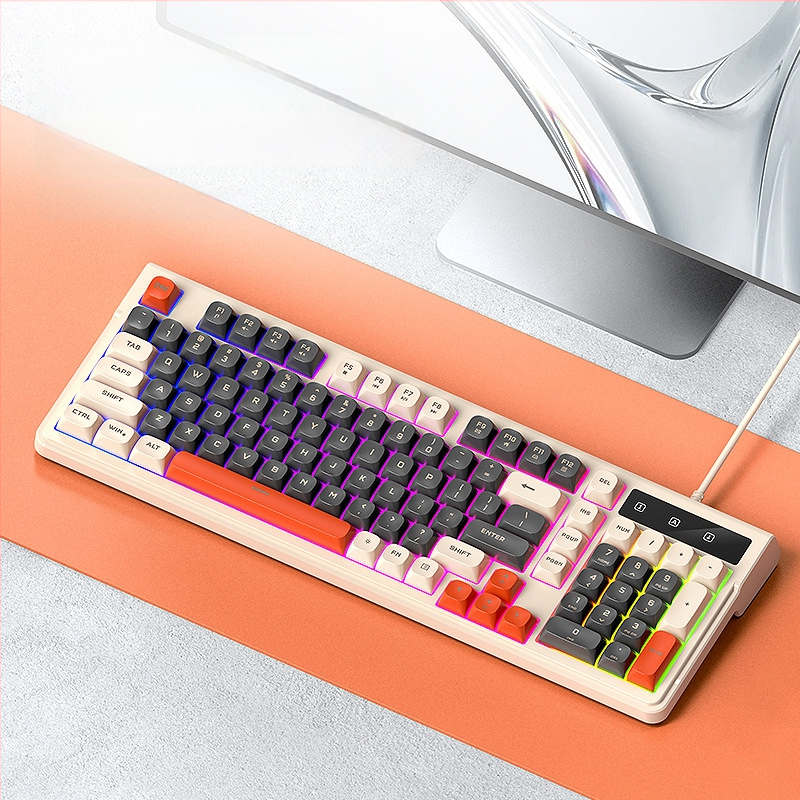 Πληκτρολόγιο gaming, ενσύρματο, 98+ πλήκτρα, μεμβρανικό, RGB φωτισμός