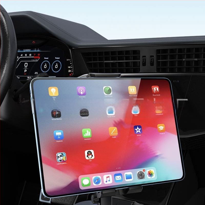 Tabletes turētājs aizmugures sēdekļa automašīnā, pie galvas balsta stiprinājums, paplašināms un saliekams, universāls telefona un planšetdatora turētājs