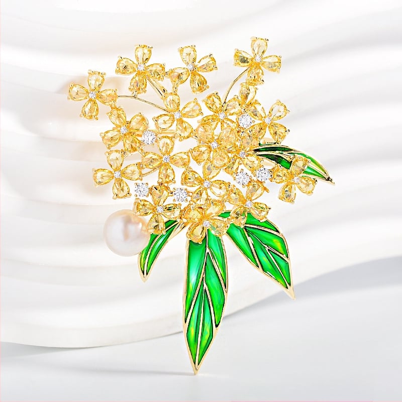 Broš Osmanthus Series – varš, sievietes stils, ziedu forma, elektroplēšana