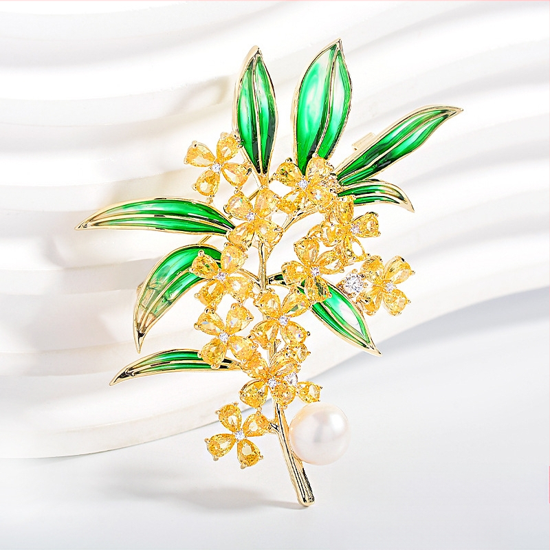 Broš Osmanthus Series – varš, sievietes stils, ziedu forma, elektroplēšana