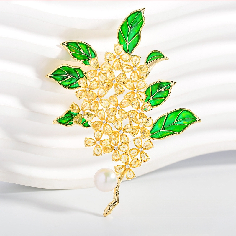 Broš Osmanthus Series – varš, sievietes stils, ziedu forma, elektroplēšana