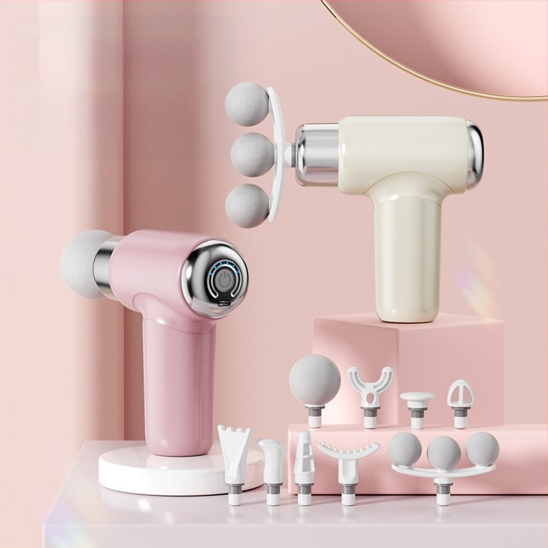 Fasciális masszírozó 6+ fejjel, mini hordozható, szénkefe motorral, több sebesség, alacsony zajú 36–45 dB, beépített 800–1000 mAh akkumulátor