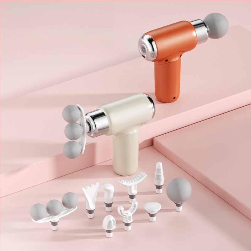 Fasciális masszírozó 6+ fejjel, mini hordozható, szénkefe motorral, több sebesség, alacsony zajú 36–45 dB, beépített 800–1000 mAh akkumulátor