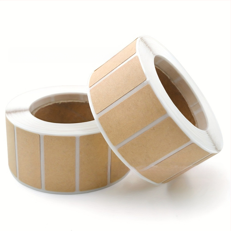 Етикети за имена от крафт хартия, нестандартна форма, екологично лепило за горещо топене, ротари печат, дебелина 0.08 мм