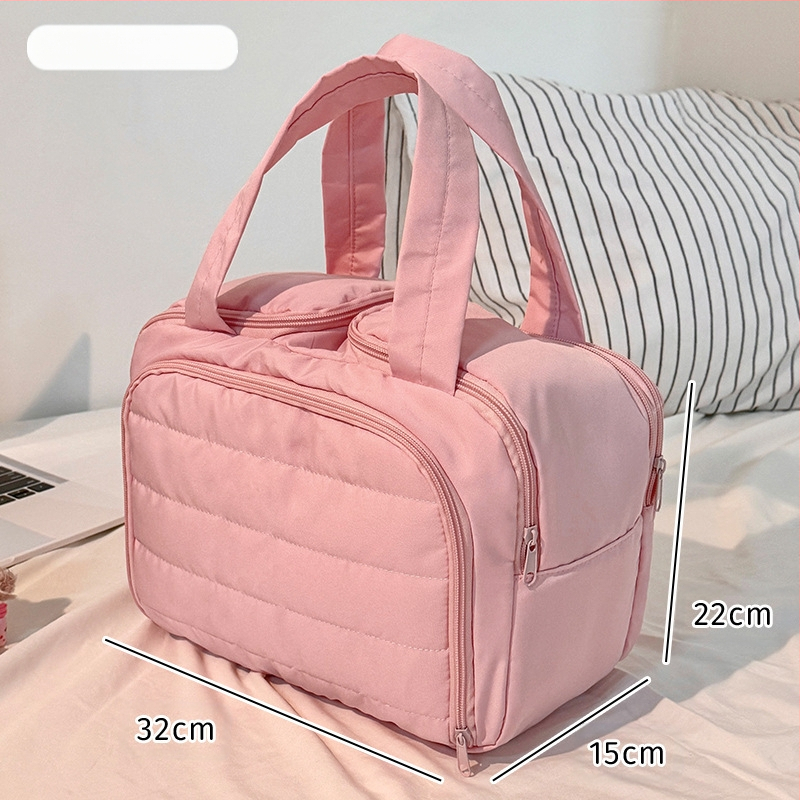 Kosmetinis maišelis — šiuolaikiškas minimalistinės stilius, rankinės formos krepšys, kvėpuojantis dizainas, didelė talpa su skyriais kosmetikai ir higienos priemonėms, kelionėms