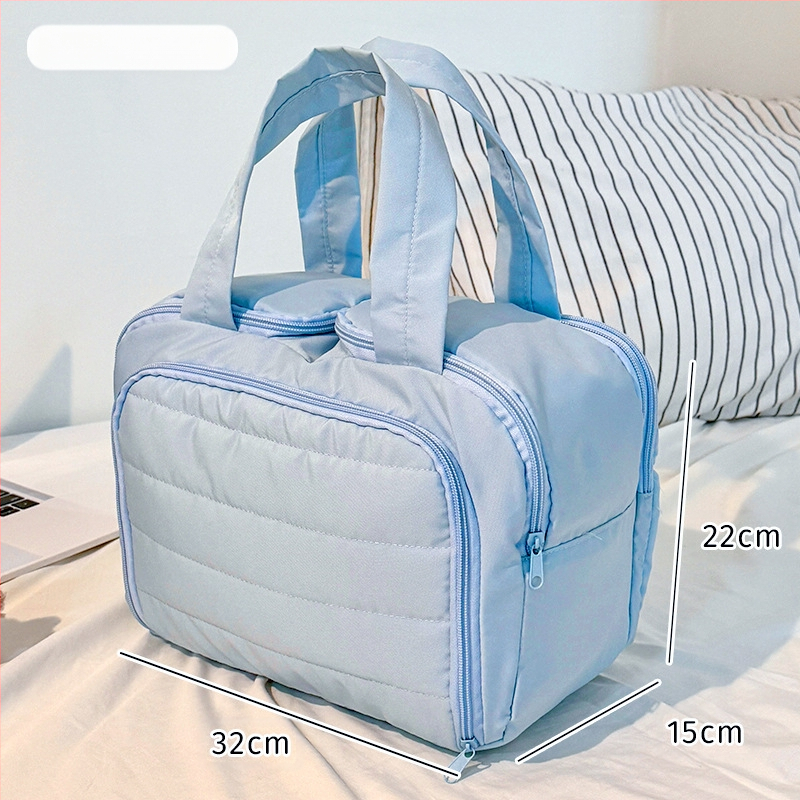 Kosmetinis maišelis — šiuolaikiškas minimalistinės stilius, rankinės formos krepšys, kvėpuojantis dizainas, didelė talpa su skyriais kosmetikai ir higienos priemonėms, kelionėms