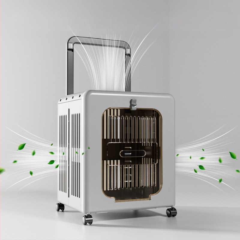 Mājdzīvnieku pārvadāšanas soma ar riteņiem, ventilēta cieta kaste kaķiem un suņiem, 50 L, plastmasa