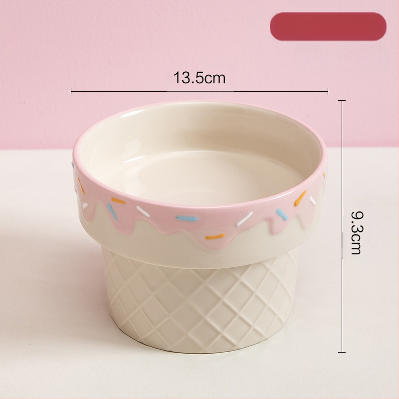 Vas ceramic pentru pisici cu design creativ de înghețată – Anmeixi, pentru pisici, hrană pentru animale de companie