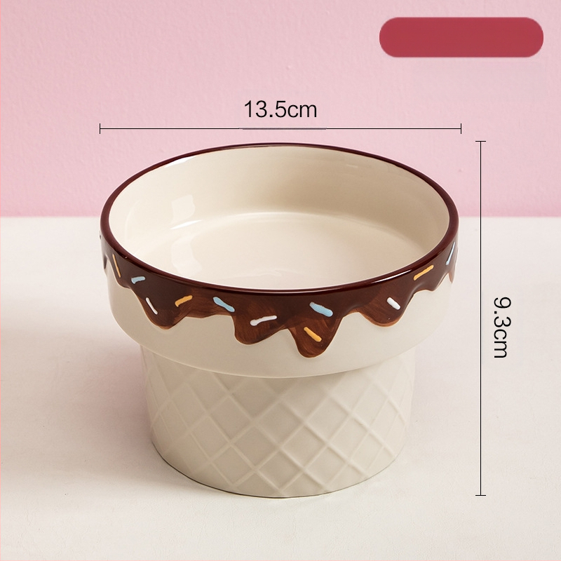 Vas ceramic pentru pisici cu design creativ de înghețată – Anmeixi, pentru pisici, hrană pentru animale de companie