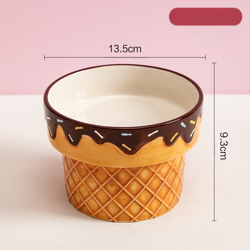 Vas ceramic pentru pisici cu design creativ de înghețată – Anmeixi, pentru pisici, hrană pentru animale de companie
