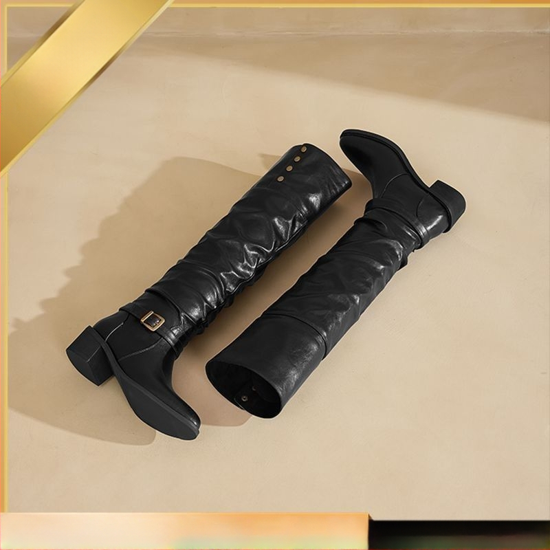 Ghete de echitație cu vârf rotund, PU partea superioară, talpă TPR, gambă înaltă, slip-on