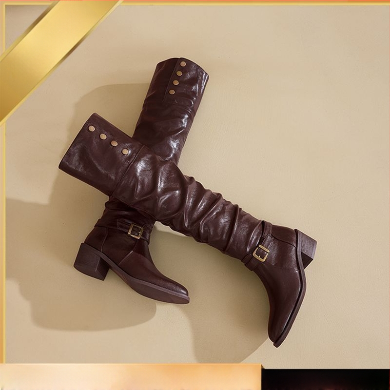 Ghete de echitație cu vârf rotund, PU partea superioară, talpă TPR, gambă înaltă, slip-on