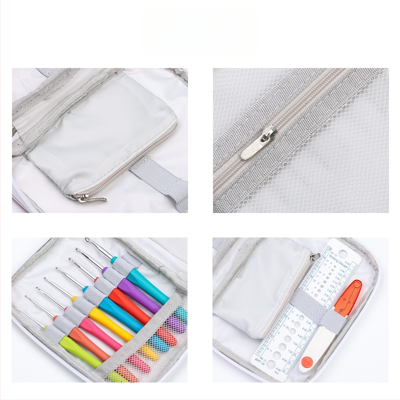 Dvimauktė mezgimo įrankių laikymo rankinė – rankų darbo DIY organizatorius mezgimo kilpoms ir mezgimo adatoms (lankstoma, audinys be medvilnės, japonų stilius)