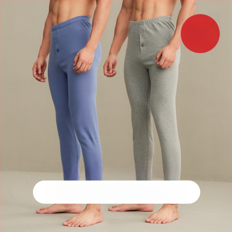 Vīriešu kokvilnas termālās bikses, bieza 251–300 g/m², antibakteriālas, anti-pilling, šaurs piegriezums, garas