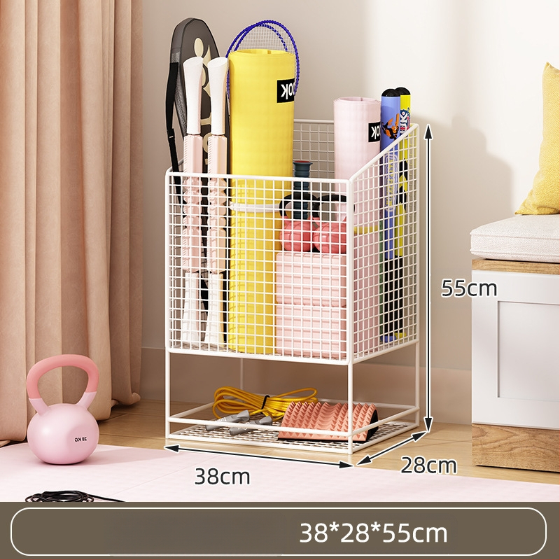 Jógamatrac tároló kosár kerékkel, fém kettős rétegű kivitel, nagy kapacitású edzőfelszereléshez