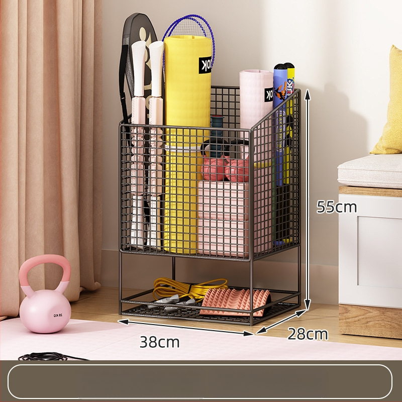 Jógamatrac tároló kosár kerékkel, fém kettős rétegű kivitel, nagy kapacitású edzőfelszereléshez