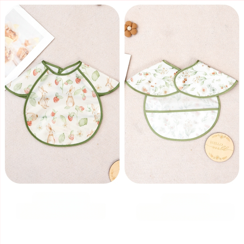 Vodootporni dječji bib za jelo s džepom i crtanim uzorkom, poliester