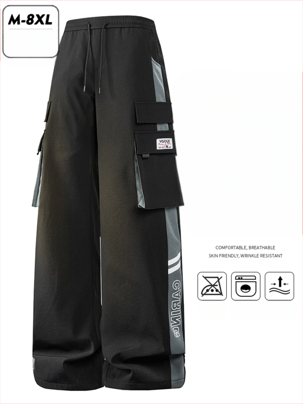 Vīriešu ikdienas darbinieku bikses ar sānu svītru, taisa piegriezuma, 100% poliesters, elpojošas un vēja izturīgas, piemērotas pavasarim un rudenim