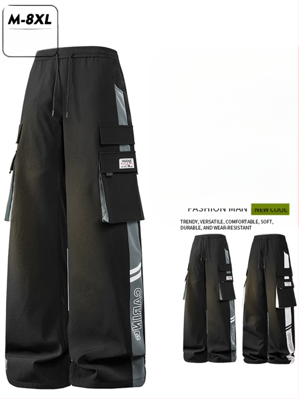 Vīriešu ikdienas darbinieku bikses ar sānu svītru, taisa piegriezuma, 100% poliesters, elpojošas un vēja izturīgas, piemērotas pavasarim un rudenim