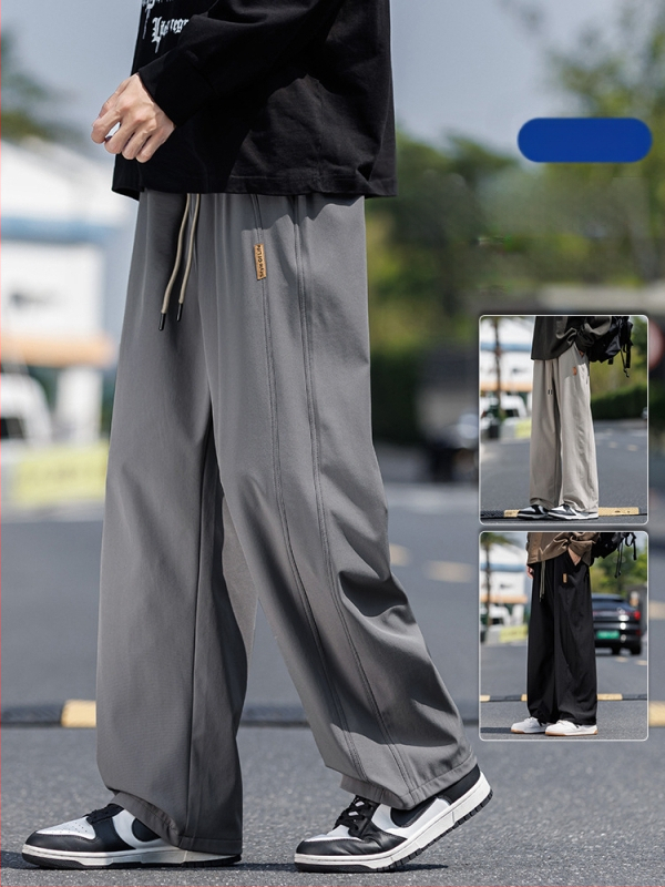 Vīriešu ikdienas darbinieku bikses ar sānu svītru, taisa piegriezuma, 100% poliesters, elpojošas un vēja izturīgas, piemērotas pavasarim un rudenim