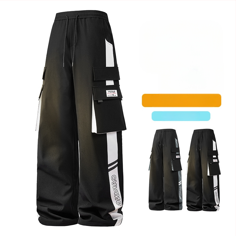 Vīriešu ikdienas darbinieku bikses ar sānu svītru, taisa piegriezuma, 100% poliesters, elpojošas un vēja izturīgas, piemērotas pavasarim un rudenim