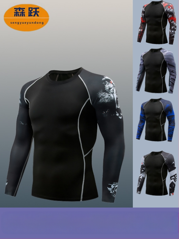 Kompresijas garām piedurknēm tops fitnesam – Milk Silk audums; 90% poliesteris; Vīrietis; Piemērots skrējieniem un velosipēdu braucieniem; SKU TC96