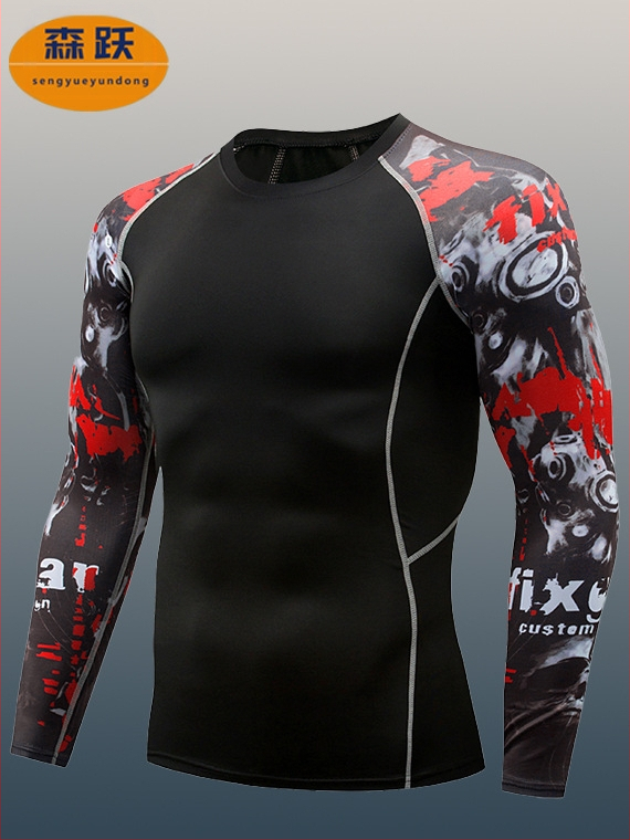 Kompresijas garām piedurknēm tops fitnesam – Milk Silk audums; 90% poliesteris; Vīrietis; Piemērots skrējieniem un velosipēdu braucieniem; SKU TC96