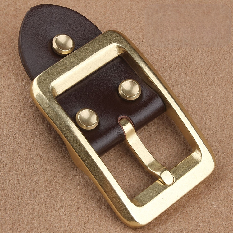 Ανδρική αγκράφα ζώνης από ορείχαλκο, με ακίδα, ιαπωνικού στυλ, παχύτερο κλιπ, κορυφαίο δέρμα