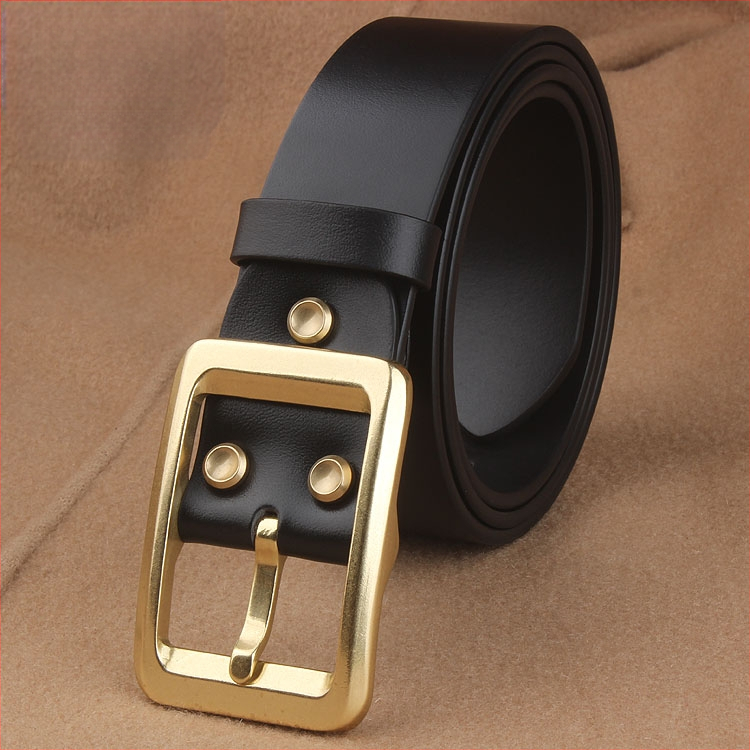 Ανδρική αγκράφα ζώνης από ορείχαλκο, με ακίδα, ιαπωνικού στυλ, παχύτερο κλιπ, κορυφαίο δέρμα