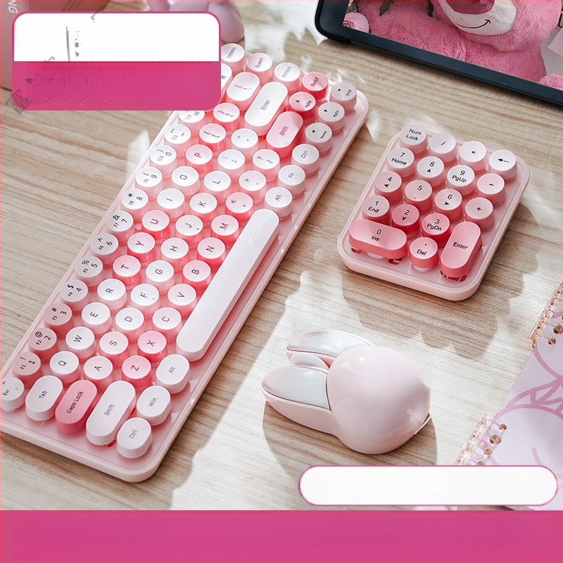 Nyúl témájú vezeték nélküli billentyűzet és egér szett, USB billentyűzet és USB egér, optikai 2000 DPI szenzor, ergonomikus kialakítás