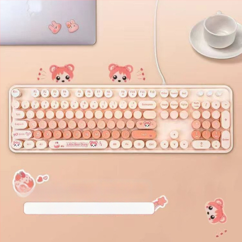 Nyúl témájú vezeték nélküli billentyűzet és egér szett, USB billentyűzet és USB egér, optikai 2000 DPI szenzor, ergonomikus kialakítás