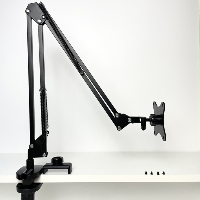 Μοντέλο 002 Φορητή βάση οθόνης με μηχανικό βραχίονα και επέκταση VESA, οριζόντια/κάθετη στήριξη σε επιφάνεια εργασίας, μεταλλική κατασκευή