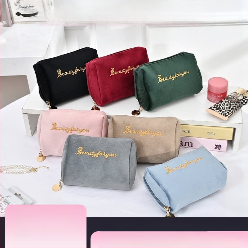 Mini portatīvā lūpu krāsas koriģējošā kosmētikas soma ar atvilktni atslēgām un telefonu uzglabāšanai, samta āriene, kokvilnas odere, 2025. gada pavasaris