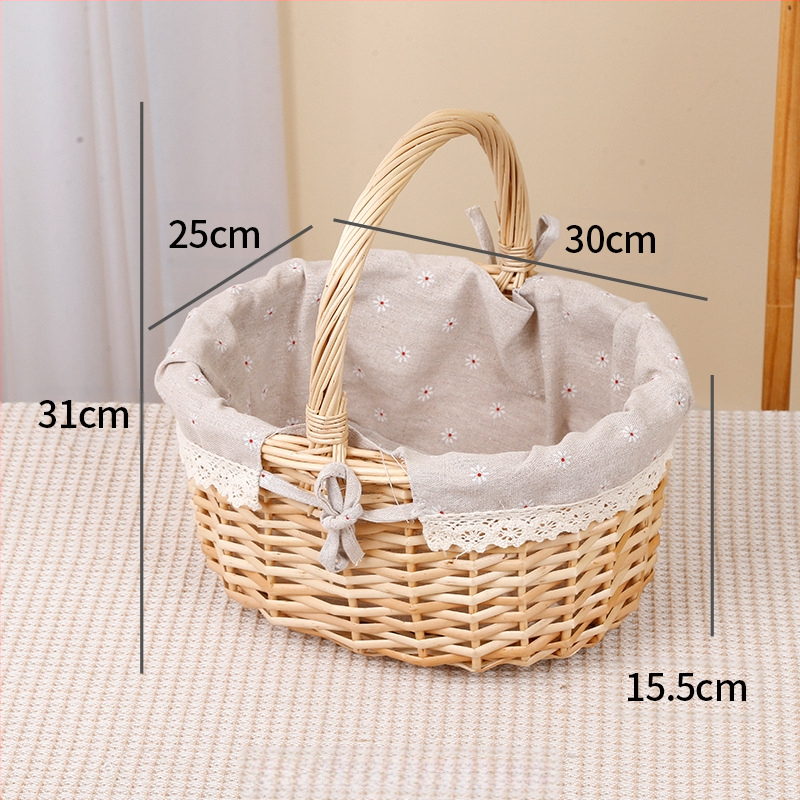 Vītolu grozs olām un augļiem, rokām pletts, pielāgojams, kartona iepakojums