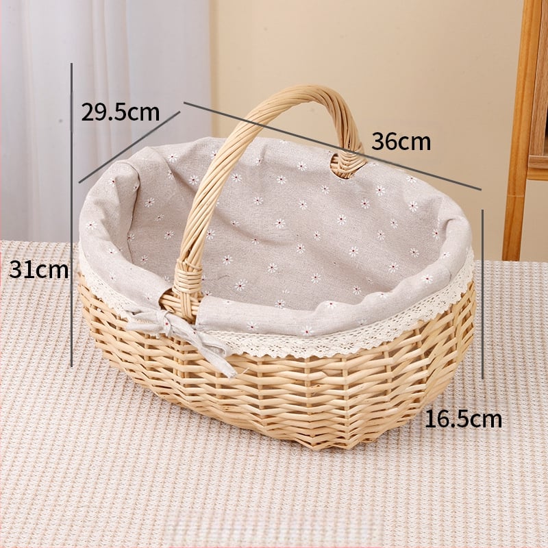 Vītolu grozs olām un augļiem, rokām pletts, pielāgojams, kartona iepakojums