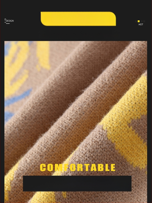 Ανδρικός πλεκτός πουλόβερ με crewneck – φλίς επένδυση, παχύς, άνετη γραμμή, ζακάρντ μοτίβο, ύφασμα Vinylon