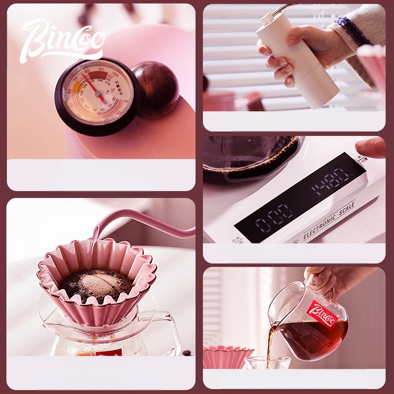 Mājas kafas komplekts — rokas ielejamā kanna, gaišs luksusa retro stilā; Zīmols bincoo, Preces kods GYKF0515, Personalizēts logotips: Jā.