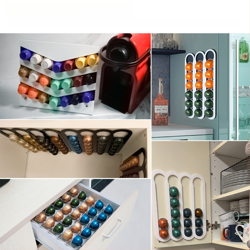 Ακρυλική θήκη για κάψουλες καφέ — μοντέρνος μινιμαλιστικός σχεδιασμός, οργάνωση για ντουλάπι/συρτάρι κουζίνας