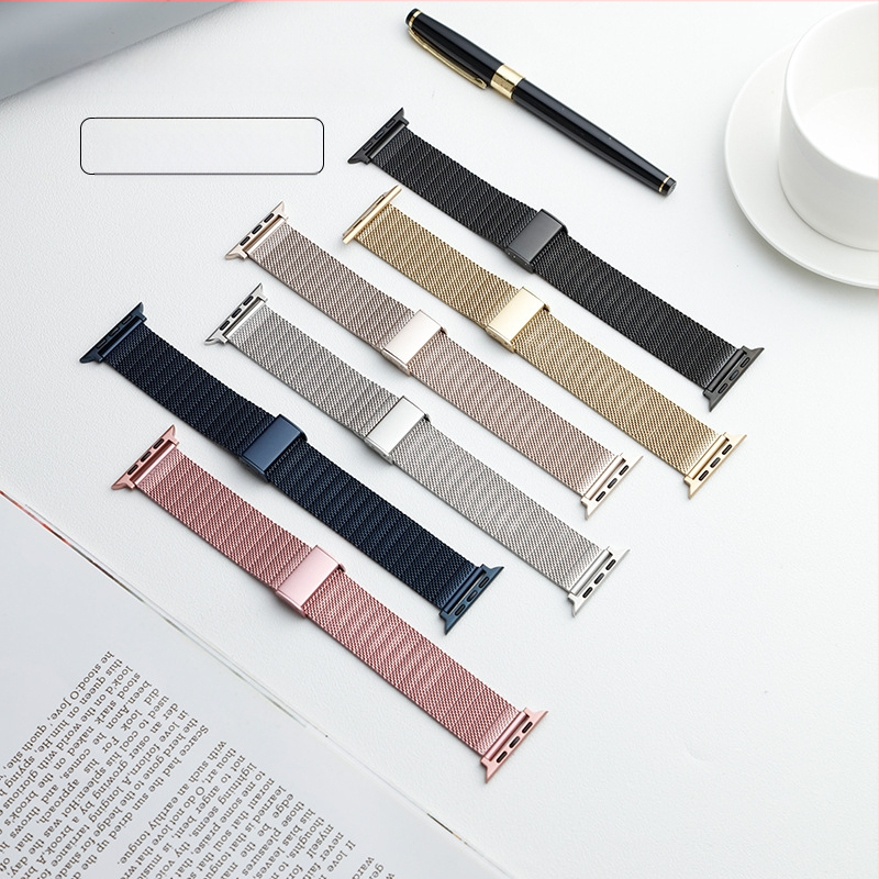 Baohong rozsdamentes acél Milanói hálószíj Apple Watchhoz — kompatibil Samsung, Apple, Huawei; súly 80 g