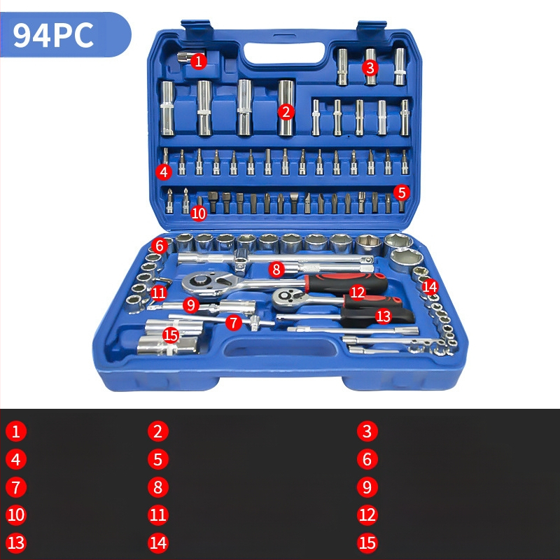 Σετ εργαλείων επισκευής αυτοκινήτου L1639 – Ατσάλι άνθρακα, 108 τεμάχια σε θήκη εργαλείων