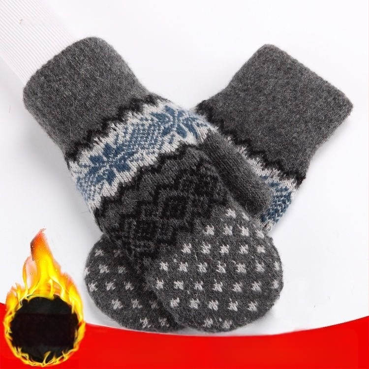 Ziemas divslāņu adīti silti pirkstu cimdi bez pirkstiem ārējai braukšanai, kokvilnas bāze ar vācu fleece