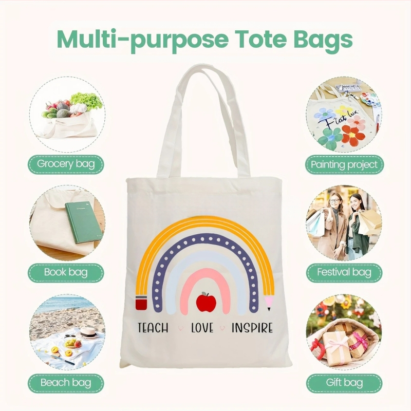 Karan Τσάντα Καμβά Tote με Εκτύπωση Λογοτύπου, UV Ψηφιακή Εκτύπωση και Μεταξοτυπία, Προέλευση Yiwu